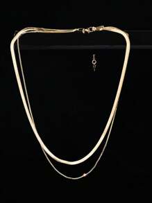 Fashion Short Necklace With Double Layer Design 18k GOLD Plating 925 Silver - Gold - View 4