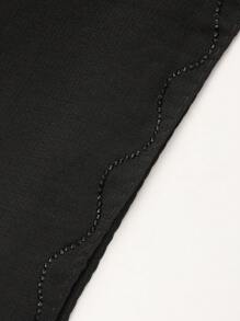 1pc Women's Black Rhinestone Embellished Chiffon Scarf/Neck Wrap, Multifunctional