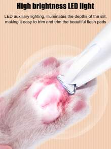 مزيل الشعر الكهربائي الجديد للحيوانات الأليفة، آلة احتراف لتشذيب أظافر ووسادات القدم للكلاب والقطط، جهاز هادئ بدون سلك مع إضاءة LED، ماكينة حلاقة قابلة للشحن لشعر أقدام الحيوانات