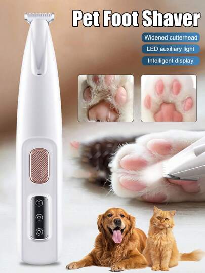 New Electric Pet Paw Hair Trimmer, Professional Dog Cat Foot Pads Grooming Tool, Quiet Cordless Clipper With LED Light, Rechargeable Animal Foot Hair Shaver