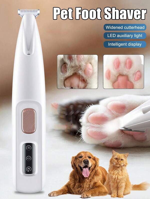 New Electric Pet Paw Hair Trimmer, Professional Dog Cat Foot Pads Grooming Tool, Quiet Cordless Clipper With LED Light, Rechargeable Animal Foot Hair Shaver