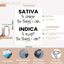 1pc Framed/Unframed Sativa & Indica Inspirational Quote Canvas Poster - Modern Home Decor Wall Art Canvas Poster, Motivational Theme Poster, Suitable For Living Room, Bedroom, Office Decoration - Optional Framed Text Decor, Framed Wall Art - Multicolor - View 12