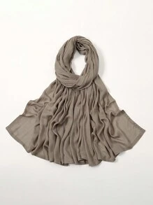 2pcs/1pc Wide-Brim Chiffon Scarf For Women, Fashionable Breathable Long Scarf, Muslim Hijab Headscarf, Suitable For Daily Comfortable And Versatile Wear