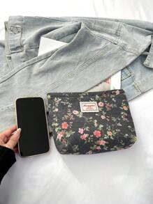 时尚百搭新款 PU 皮革化妆包/收纳袋，女士手提包，波西米亚风 - 黑色 - 查看 3