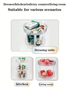1/2/3层360°旋转收纳架 多功能旋转化妆品架 透明旋转架 化妆品收纳架 多层护肤品展示架 商品展示架 化妆台收纳架 - 彩色 - 查看 5