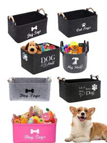 Pet Toy Storage Basket Felt Storage Basket, Laundry Storage Basket, Cat Toys, Dog Toys Clutter Storage, Square Storage Box, Storage Box, Storage Barrel - Multicolor - View 2