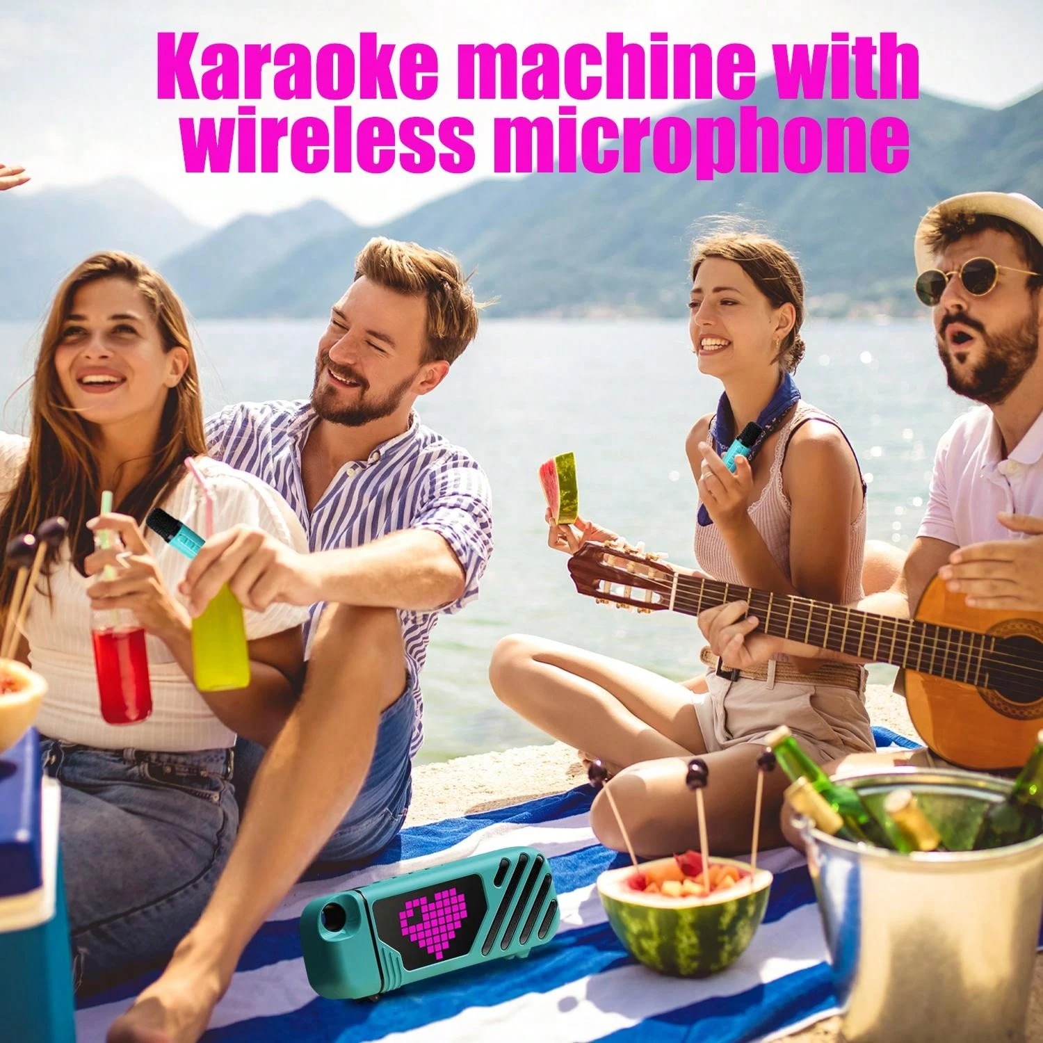 HEEBUKE Karaoke Portatile Con 2 Microfoni - Altoparlante Bluetooth Per Feste - Foto 8