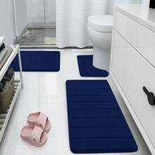 3 件套记忆泡沫浴垫套装：条纹浴室地毯，舒适、吸水、快干，适合家居装饰、女士情人节礼物生日男友女友家居浴室装饰地毯户外地毯门垫秋季装饰浴室配件返校入口装饰 - 3pc橫條壓花 - 查看 11