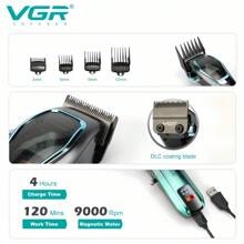 Recortadora de pelo VGR 9000 RPM inalámbrica con pantalla digital recargable, recortadora de acabado para hombres V-674 - Multicolor - Ver 5