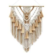 Tapisserie murale en macramé 55x75cm, décoration murale suspendue en macramé faite à la main, style Boho, pour chambre à coucher et salon - Kaki - Voir 1