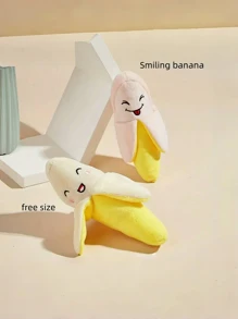 1st Interactief piepend bananen pluche hondenspeelgoed - Kauwspeelgoed voor middelgrote en kleine honden, fruitvormig huisdierspeelgoed met schattig gezichtsontwerp, interactief huisdierenspel