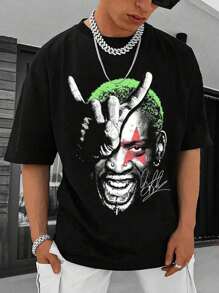 Camiseta básica de manga corta con cuello redondo en estilo casual oversize, estilo callejero personalizado en negrita, estilo de ocio diario, estampado gráfico de moda de puntos de ruido, a juego para parejas unisex