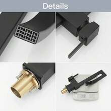 Modern Bathroom Sink Faucet Waterfall Single Handle Single Hole Lavatory Mixer Tap - Black - View 5