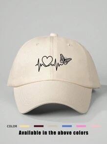 1 件心形和蝴蝶印花棒球帽，可调节户外防晒休闲帽，适合春季、秋季、旅行、海滩度假、Y2K 风格、年轻人 - 棒球帽 - 查看 14