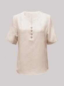 Blusa informal de color liso para vacaciones de mujer