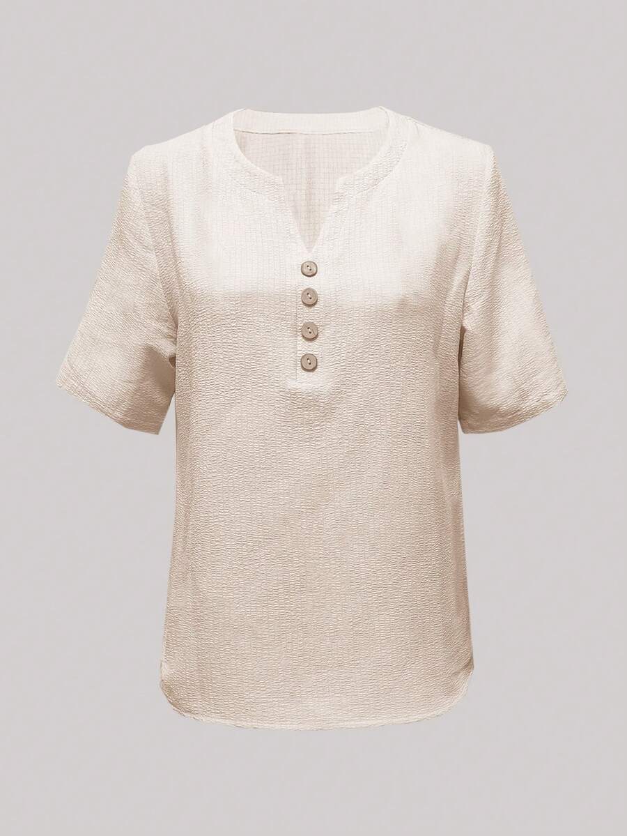 Blusa informal de color liso para vacaciones de mujer