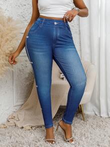Plus Size Women's Tight Jeggings With Bowknot Side Print Design, High Stretch Elegant Skinny Sports Pants