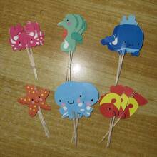 24pcs Ocean Animal Cupcake Toppers Under The Sea Party Cake Flags Mermaid Theme Birthday Party Cake Decorations,Christmas - Multicolor - View 8