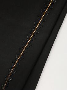 1pc Women's Black Rhinestone Embellished Chiffon Scarf/Neck Wrap, Multifunctional