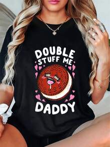 100% Cotton Double Stuff Me Daddy T-Shirt - Black - View 1