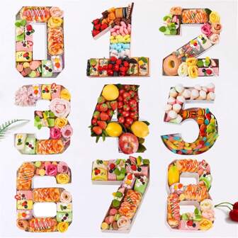 1pc 0-9 Cardboard Number, 14in/35.56cm Fillable Number Candy Box, Charcoal Tray Box Letters, Gift Box Shape Tray For Chocolate Candies, Empty Gift Box Suitable For Birthday Party Gifts