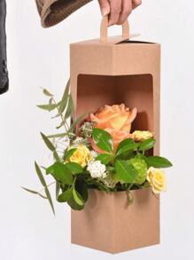 1 pieza Caja de embalaje para ramo de flores del Día de San Valentín, caja de regalo de flores, caja de arreglo floral, caja de embalaje de flores, bolsa de regalo artesanal, suministros de embalaje para florería, suministros para fiestas de boda y Día de San Valentín - Multicolor - Ver 9