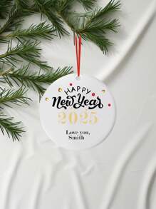 1 Piece Of White Porcelain For The 2025 New Year, Customized Text Pendants, Holiday Gifts, Customized Text, Customized Products, Pendants, Backpack Pendants, Car Pendant Decorations, Meaningful Gifts, Commemorative Gifts, Customized Text, Special Gifts, Holiday Decorations, Kitchen, Boyfriend/Girlfriend Gifts, Father/Mother Gifts, Lover/Couple/Best Friend Gifts, Room Decoration Night, Surprise Gifts, Beautiful Accessories, Romantic Gifts - Multicolor - View 2