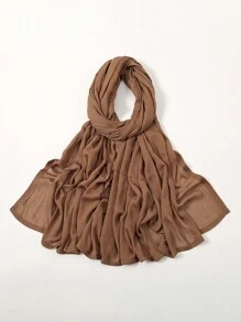 2pcs/1pc Wide-Brim Chiffon Scarf For Women, Fashionable Breathable Long Scarf, Muslim Hijab Headscarf, Suitable For Daily Comfortable And Versatile Wear