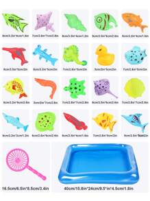 14件套/16件套儿童钓鱼玩具池套装磁性钓鱼池鱼竿钓鱼玩具，夏季户外戏水玩具，复活节彩蛋填充礼物，男孩女孩生日礼物 - 彩色 - 查看 4