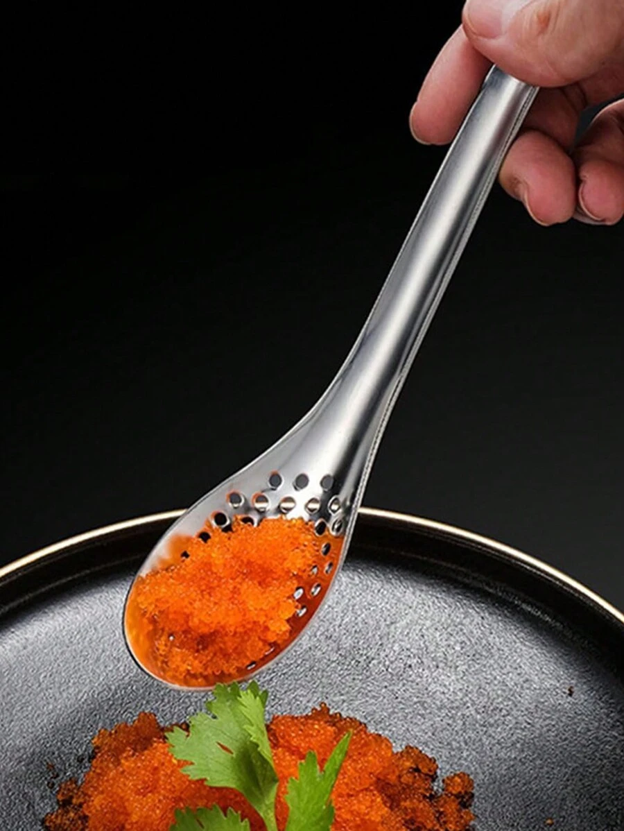 Stainless Steel Colander, Fish Roe Sauce Colander, Gourmet Filter Cooking Spoon - Silver - View 1