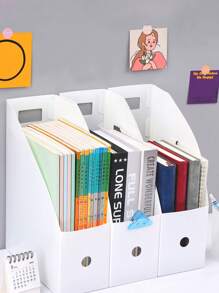 1pc White Simple File Holder, Student Desk Document Organizer, Office Supplies Book Stand, Document Storage Box, Bookshelf, Desktop Organizer, Paper Book Stand Box, File Folder - Multicolor - View 3