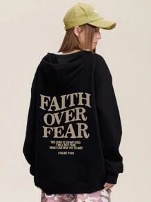 Sudadera con capucha cristiana "La fe sobre el miedo", sudadera cristiana, sudadera con capucha de Jesús, sudadera de moda, camiseta con versículo bíblico, ropa unisex estética
