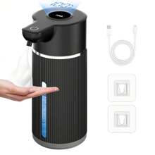 非接触式泡沫皂液器，自动液体皂液器，自动皂液器，厨房皂液器，皂液器，条纹皂液器，高容量电池，USB 充电，桌面和壁挂式两用，4 种模式可调，M15 带 LED 显示屏，M10 带心形标记，350ml-420ml/14.2oz，适用于浴室和厨房 - 多個顏色 - 查看 14