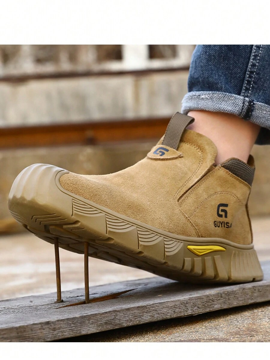 GUYISA Labor Protection Shoes Welder Special Anti-Smash And Anti-Puncture Steel Head Help - Brown - View 1