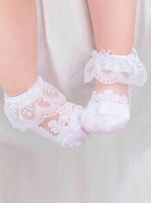 1 Pair Baby & Toddler Lightweight Breathable Lace Crystal Silk Socks, Summer