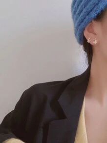 1 对 S925 纯银方晶锆石镶嵌蝴蝶耳钉，适合女性、朋友、情侣节日的创意珠宝礼物 - 蝴蝶 - 查看 2