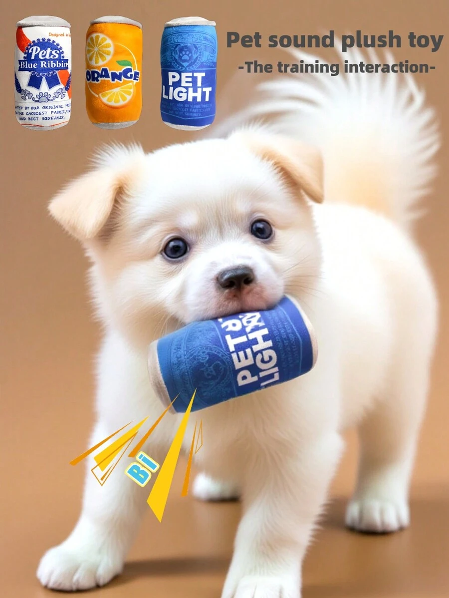 One Plush Toy Can Make Sound In The Shape Of Beverage Can, Provides Relief, Interacts And Bites For Pets Only