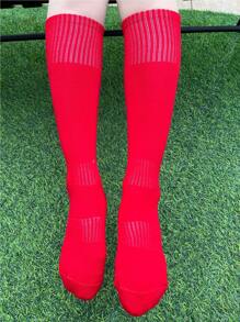 1 Pair Children Solid Color Long Tube Sports Socks, Non-Slip Thickened Terry Sole Football Socks, Absorbent Comfortable Breathable Socks, Suitable For Boys And Girls Basketball, Football Training, Running, Outdoor Activities - Multicolor - View 9