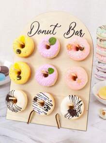 1Set 26*35cm Wooden Doughnut Bar Display Stand Holder Board,Suitable For 9 Donuts, Food Display Racks, DIY Dessert Decoration Props, Cake Decoration Racks,Birthday Party Table Decor Babe Shower Wedding Gender Reveal Party Supplies