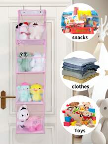 1 pieza 4/6 Niveles Organizador colgante sobre la puerta,organizador de pared colgante para cosméticos, portaobjetos de gran capacidad con bolsillos de malla, bolsa de almacenamiento colgante, para cocina, guardería, baño, armario, dormitorio, pañales de bebé, juguetes de niños. (4/6 capas de malla rosa)
