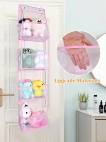 1 pieza 4/6 Niveles Organizador colgante sobre la puerta,organizador de pared colgante para cosméticos, portaobjetos de gran capacidad con bolsillos de malla, bolsa de almacenamiento colgante, para cocina, guardería, baño, armario, dormitorio, pañales de bebé, juguetes de niños. (4/6 capas de malla rosa)