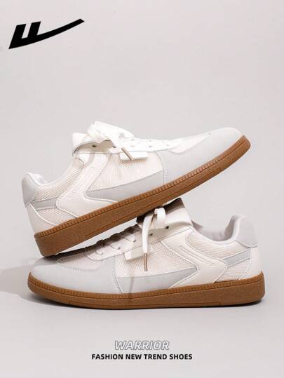  1 双女式 WARRIOR 系带厚底时尚运动鞋、户外平底鞋、透气休闲轻便跑步鞋、舒适街头风格厚底滑板鞋