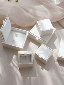 1 Pc Premium White Minimalist Wooden Jewelry Gift Box, For Rings, Necklaces, Earrings, Pins, Jewelry Storage Box, Birthday Gift Packaging