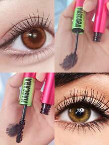 Rímel negro 2 en 1 de doble cabezal para pestañas gruesas y estilizadas, diseño de doble cara de moda, resistente a manchas, maquillaje de ojos para mujeres - Negro - Ver 2