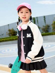 mini bala Tween Girl' Baseball Jacket, Cute And Stylish Spring Outerwear