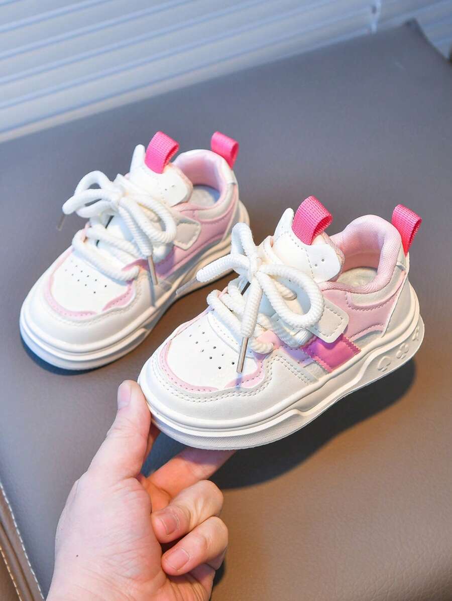 1 Pair Fashionable Autumn/Winter New Style Children's Sports Shoes Korean Version Soft Sole Girls' Skate Shoes Non-Slip Comfortable Casual Shoes - Pink - View 1