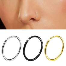 1/3Pcs Nose Rings Hoops For Men/Women, Small Circle Nose Piercing Jewelry,Punk Fake Perforated Nose Ring Earrings,Tiny Septum Cartilage Helix Tragus Earrings Hoops - N-yQ - View 6