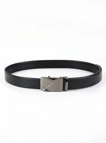 2 piezas Cinturón clásico de negocios de hombre con hebilla automática de PU, de color negro y dorado, versátil para uso formal e informal, sin necesidad de perforaciones, recomendado para hombres, adecuado para adolescentes, jóvenes, uso casual, al aire libre, deportivo, vacaciones, regalos de graduación, cumpleaños, uso diario - Paquete de 2 (barra negra brillante + barra plateada) - Ver 8