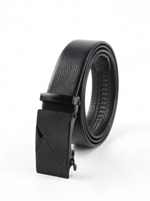 2 piezas Cinturón clásico de negocios de hombre con hebilla automática de PU, de color negro y dorado, versátil para uso formal e informal, sin necesidad de perforaciones, recomendado para hombres, adecuado para adolescentes, jóvenes, uso casual, al aire libre, deportivo, vacaciones, regalos de graduación, cumpleaños, uso diario - Paquete de 2 (barra negra brillante + barra plateada) - Ver 6