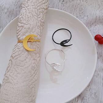 3pcs/4pcs/5pcs/6pcs/9pcs Metal Napkin Rings, Hotel Supplies Napkin Holder, Tableware Decoration For Kitchen, Dining Room, Home Living, Multi-Color Options, Suitable For Daily Life And Guests, All Seasons